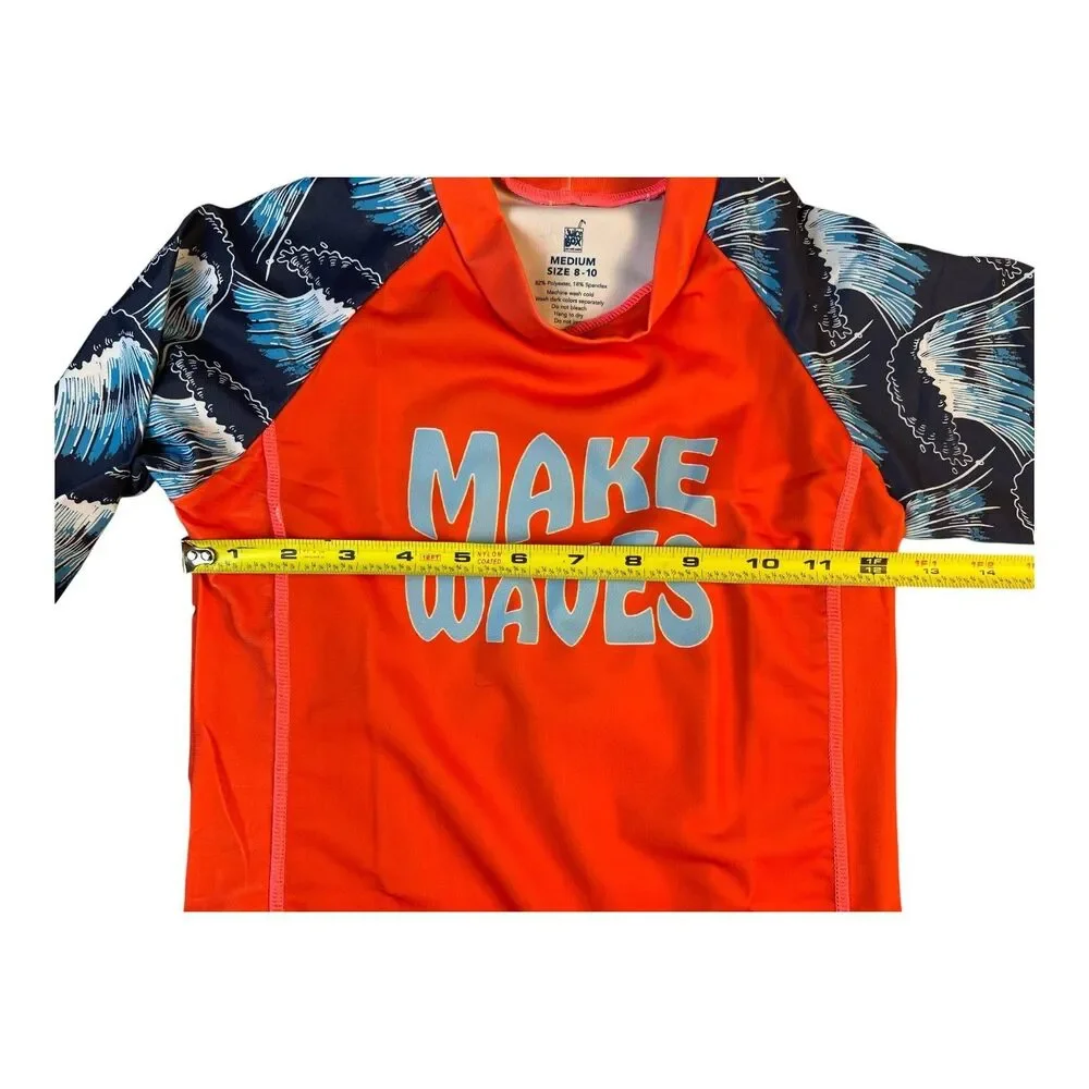 Juice Box Youth Boys Make Waves UV50+ Long Sleeve Rash Guard Shirt  Size 8-10